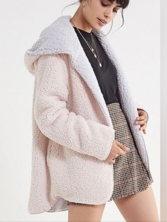 Urban Outfitters Jackets & Blazers - Urban Outfitters Reversible Teddy Jacket in Blush Pink & Light Gray